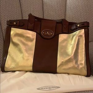 Brown and gold fossil tote
